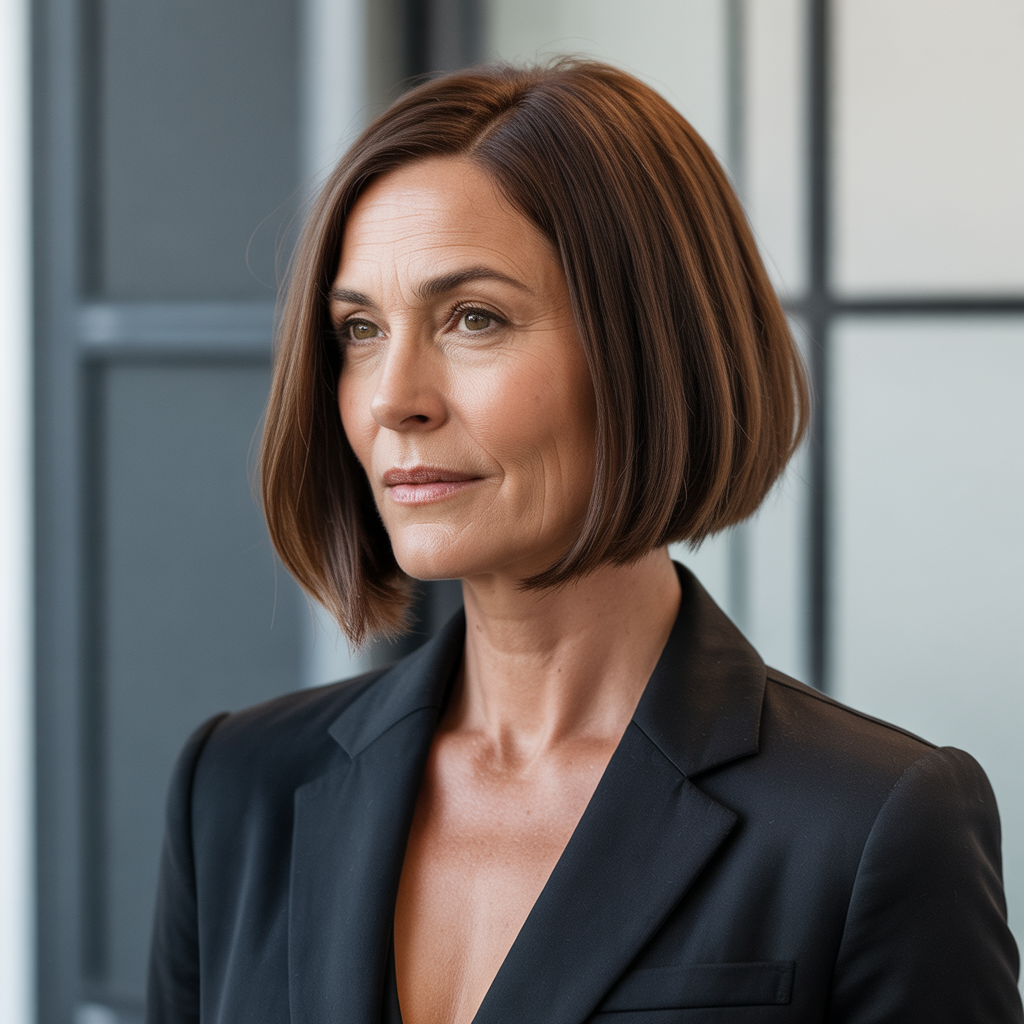 The Best Short Hairstyles Women Over 50 to Look Stylish and Confident 13 Sleek Chin-Length Cut
