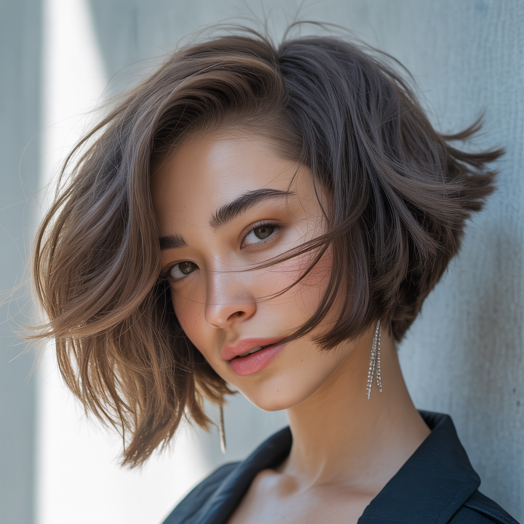 Asymmetrical Fluffy Bob