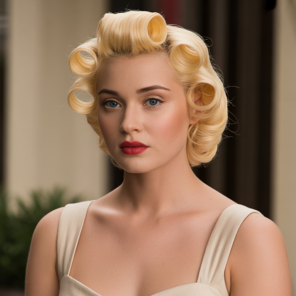 Old Money Blonde Hairstyles: 20 Elegant Ideas That Never Go Out of Style 14 Blonde Vintage Pin Curls