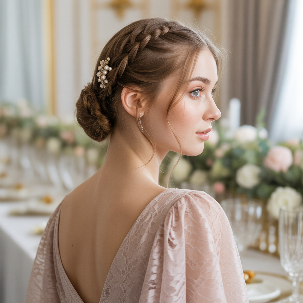 20 Trendy Hairstyles for Bridesmaids That Fit Every Wedding Theme 19 Braided Bun