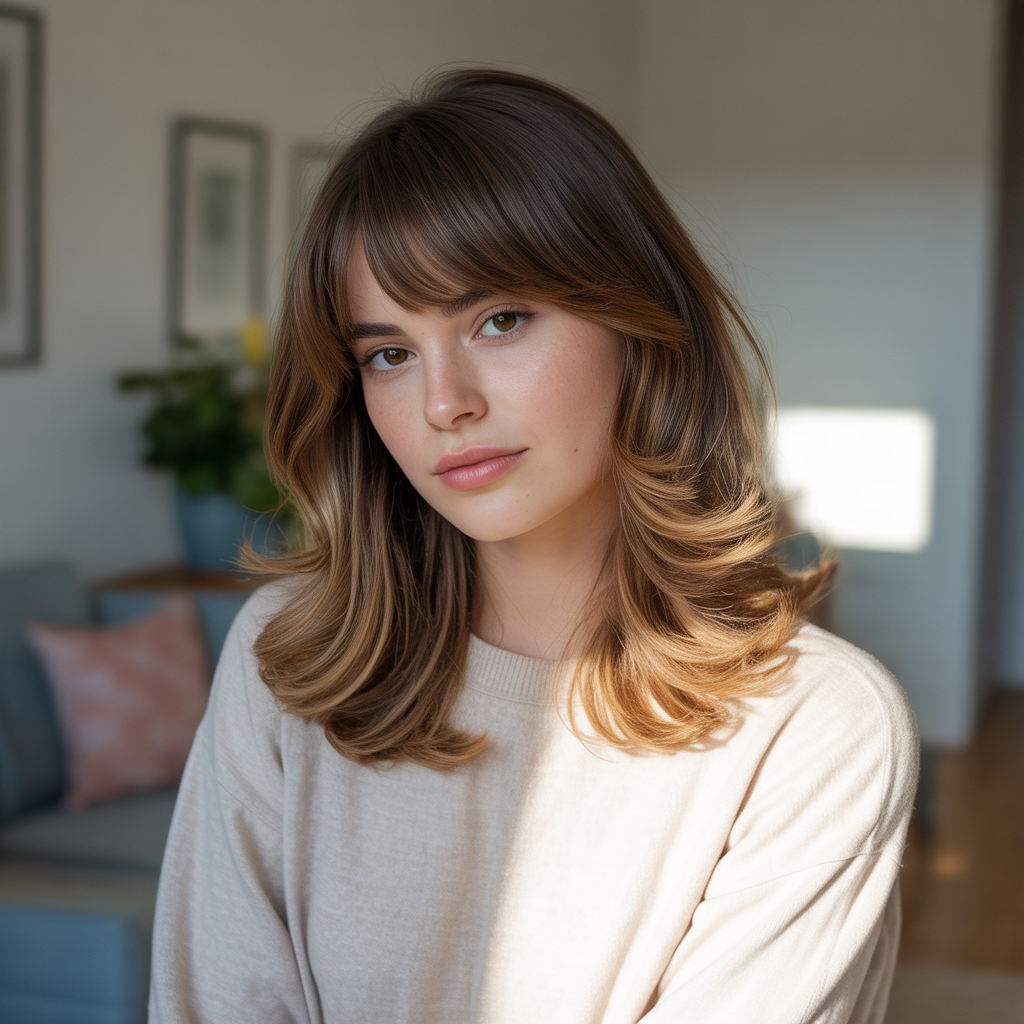 15 Ideas About Caramel Highlights Brown Hair That Elevates Your Style 14 Caramel with Layers and Bangs