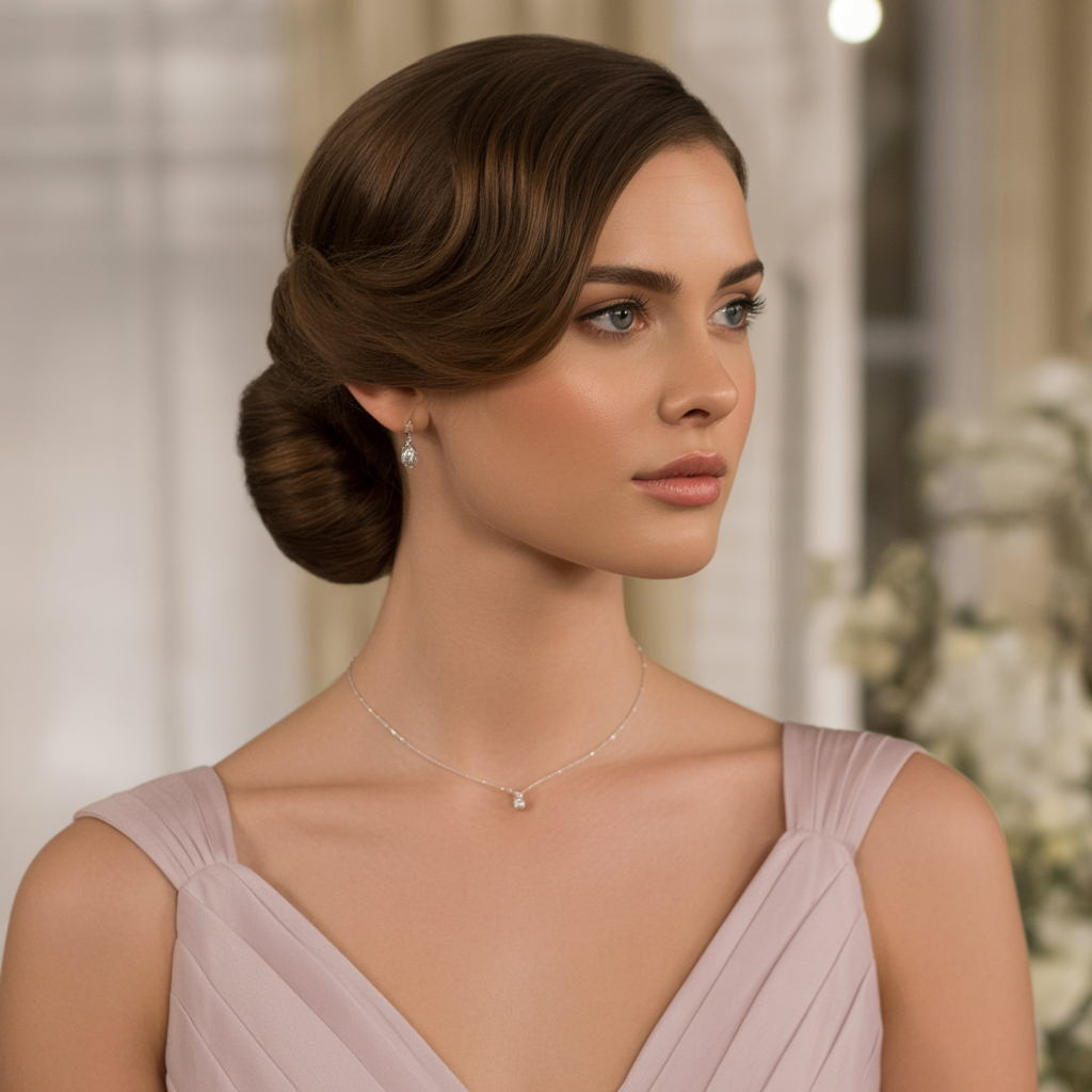 20 Trendy Hairstyles for Bridesmaids That Fit Every Wedding Theme 1 Classic Low Chignon