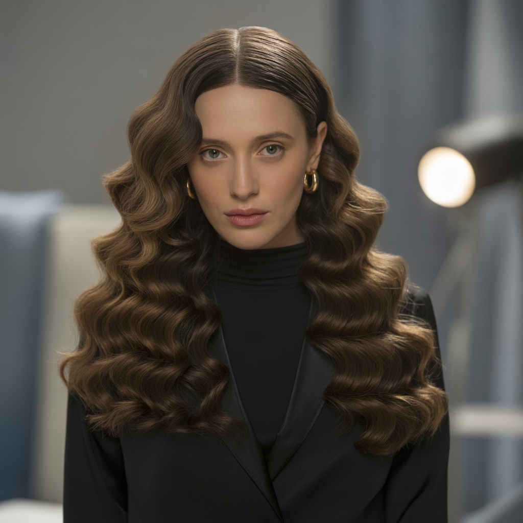 15 Trendy Hairstyles Deep Wave Hair for Every Look 1 Classic Middle Part Style