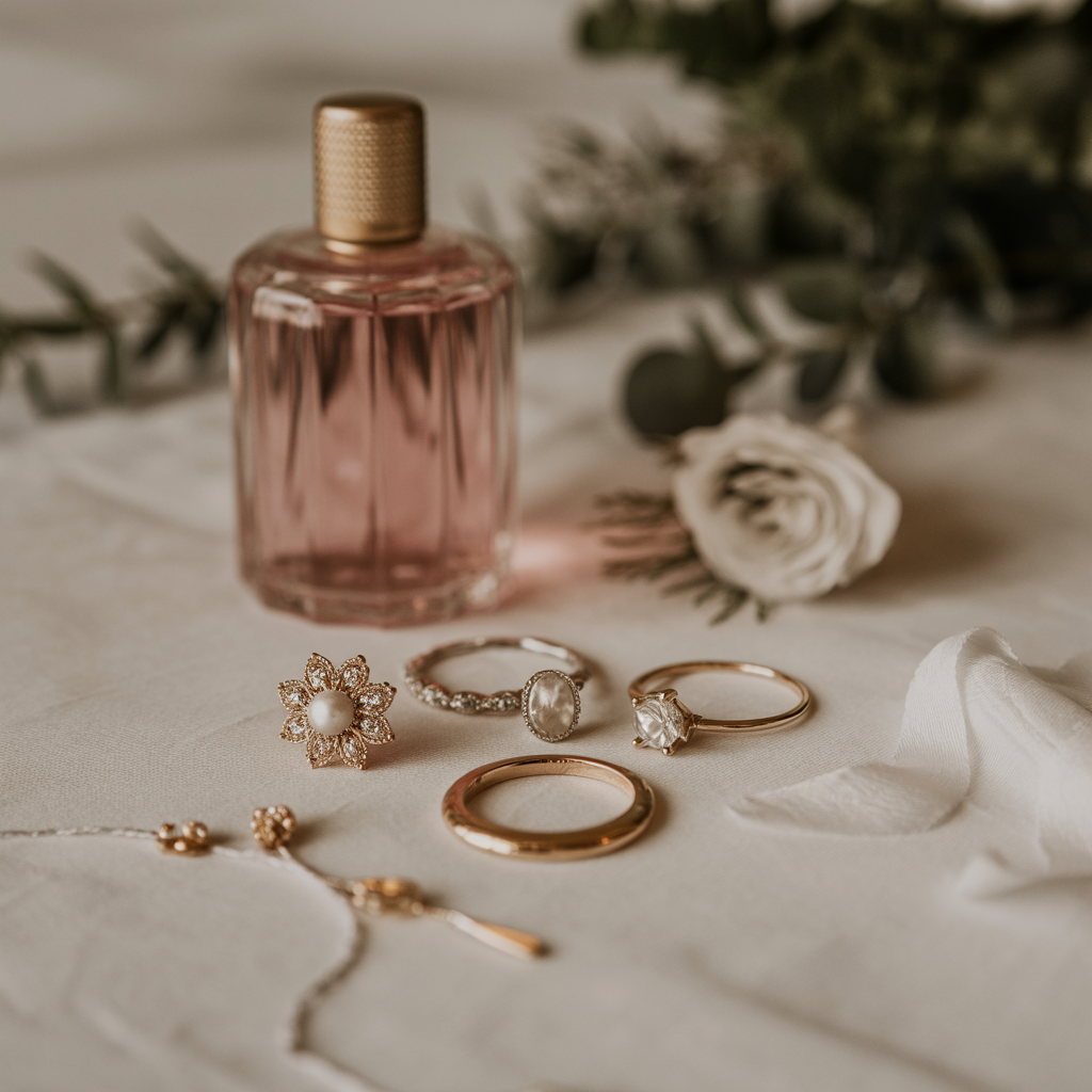 20 Beautiful Getting Ready Wedding Photos to Inspire 2 Close-Up of Wedding Rings and Accessories