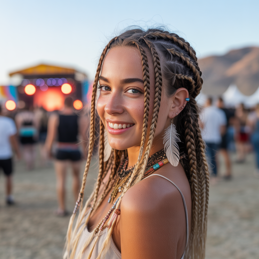 18 Best Trending Coachella Hairstyles for Bold Festival Vibes 8 Dutch Braids