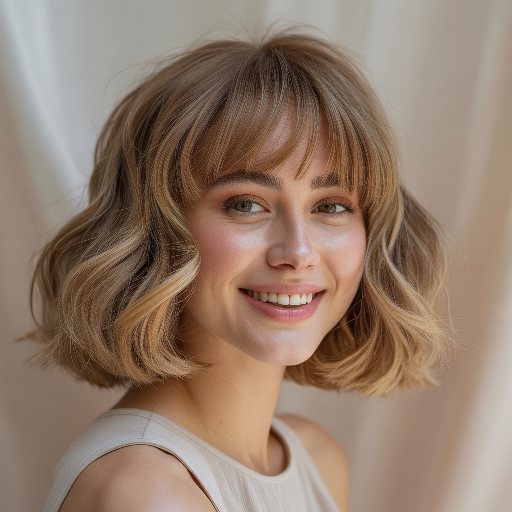 Fluffy Bob with Bangs