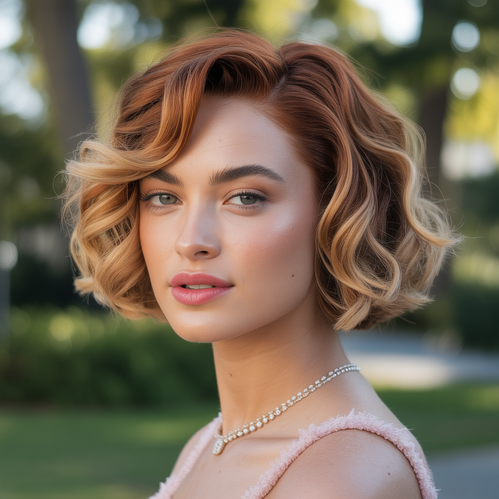 Fluffy Bob with Curls at Ends