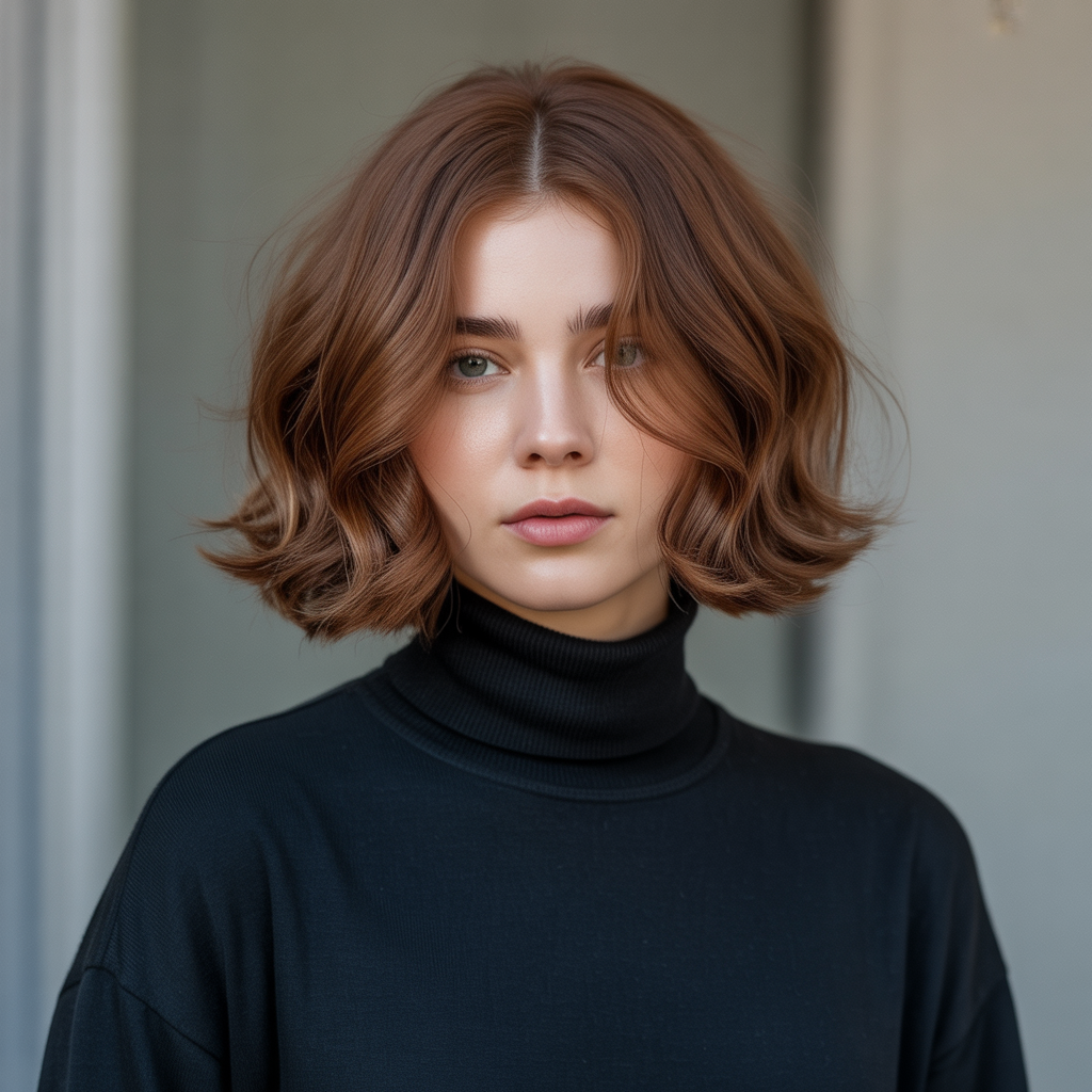 Fluffy Bob with Middle Part