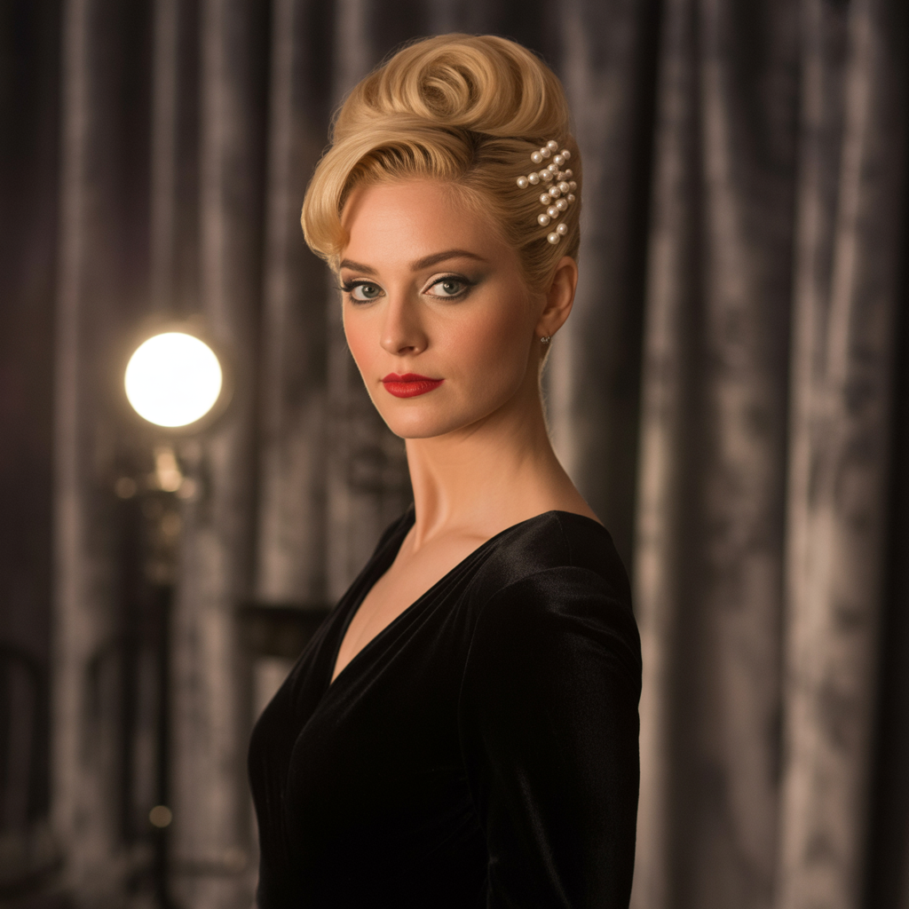 Mob Wife Hairstyles: 20 Bold Ideas to Channel Fierce Glamour 9 French Twist with Pearls