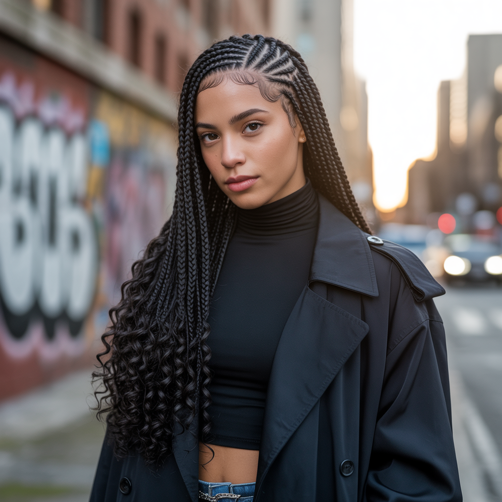 Explore 15 Ideas About Majestic Options for Goddess Cornrows That Elevate Your Look 2 Goddess Cornrows with Curly Ends