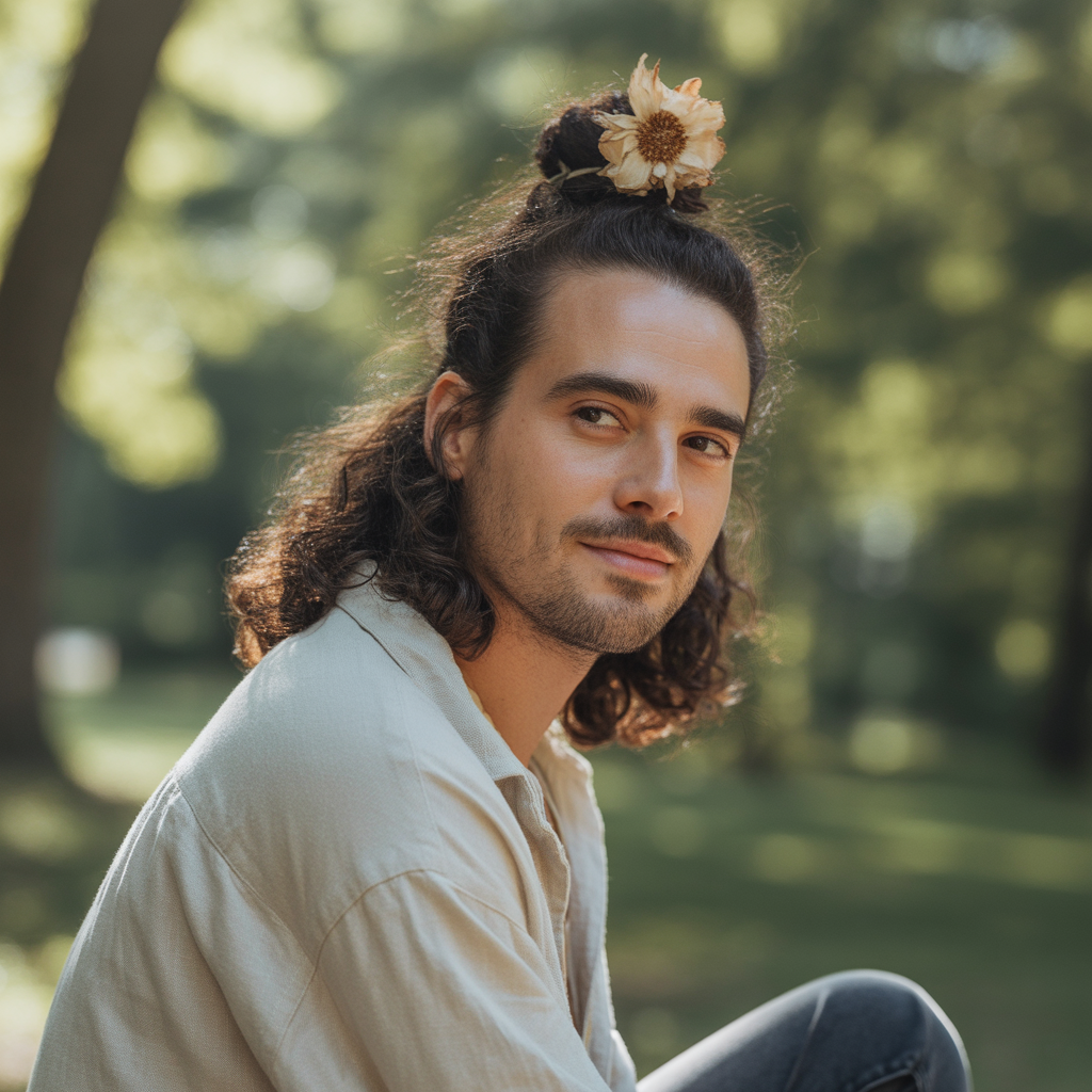 Half-Up Curly Bun