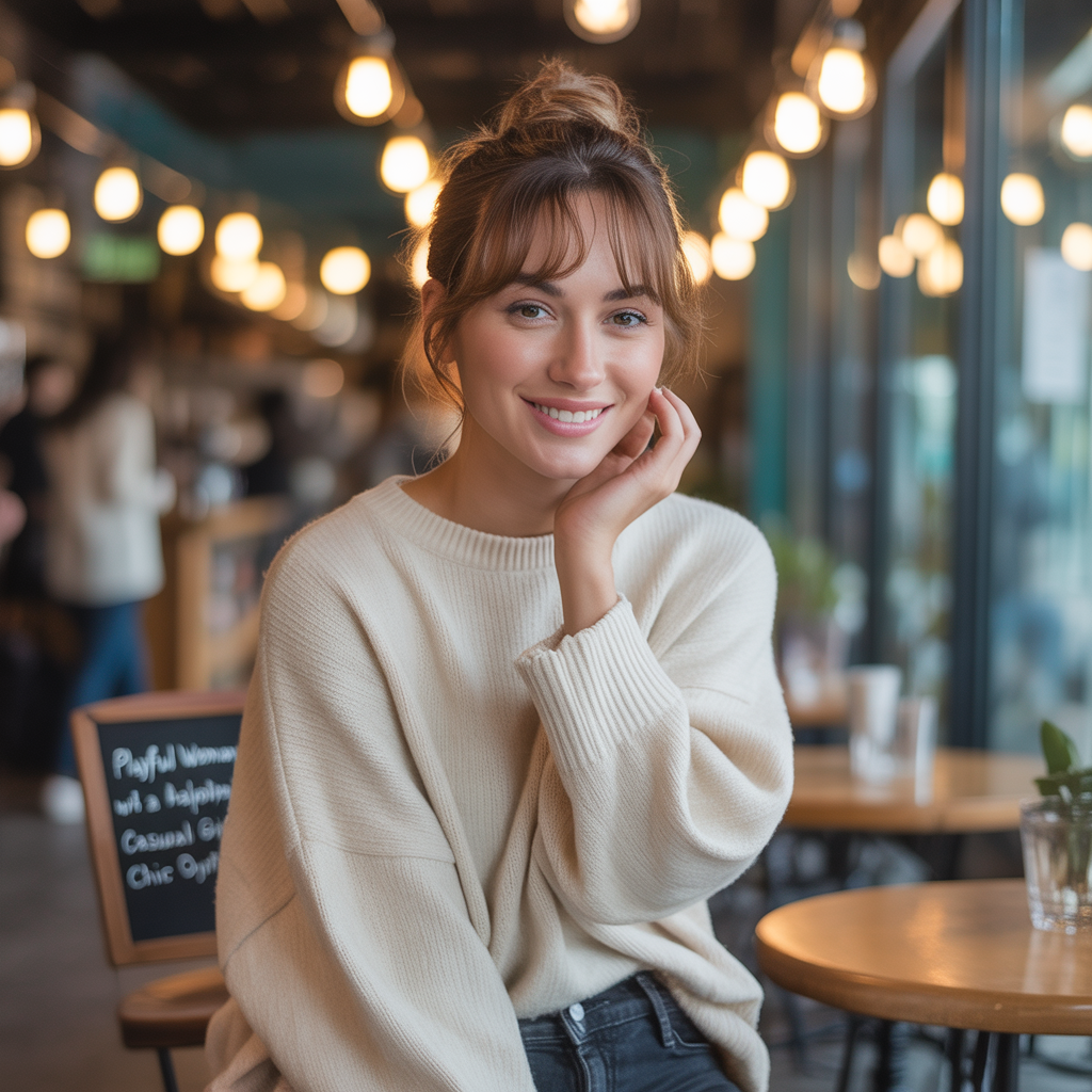 Half-Up Hairstyle with Wispy Bangs