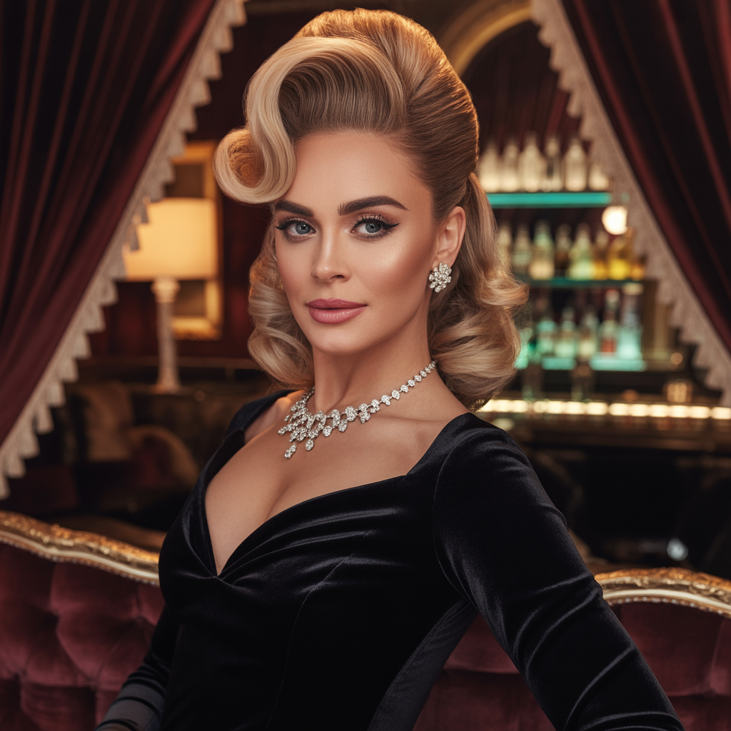 Mob Wife Hairstyles: 20 Bold Ideas to Channel Fierce Glamour 11 Half-Up Teased Crown