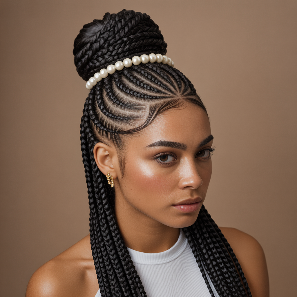 Explore 15 Ideas About Majestic Options for Goddess Cornrows That Elevate Your Look 11 High Bun Goddess Cornrows