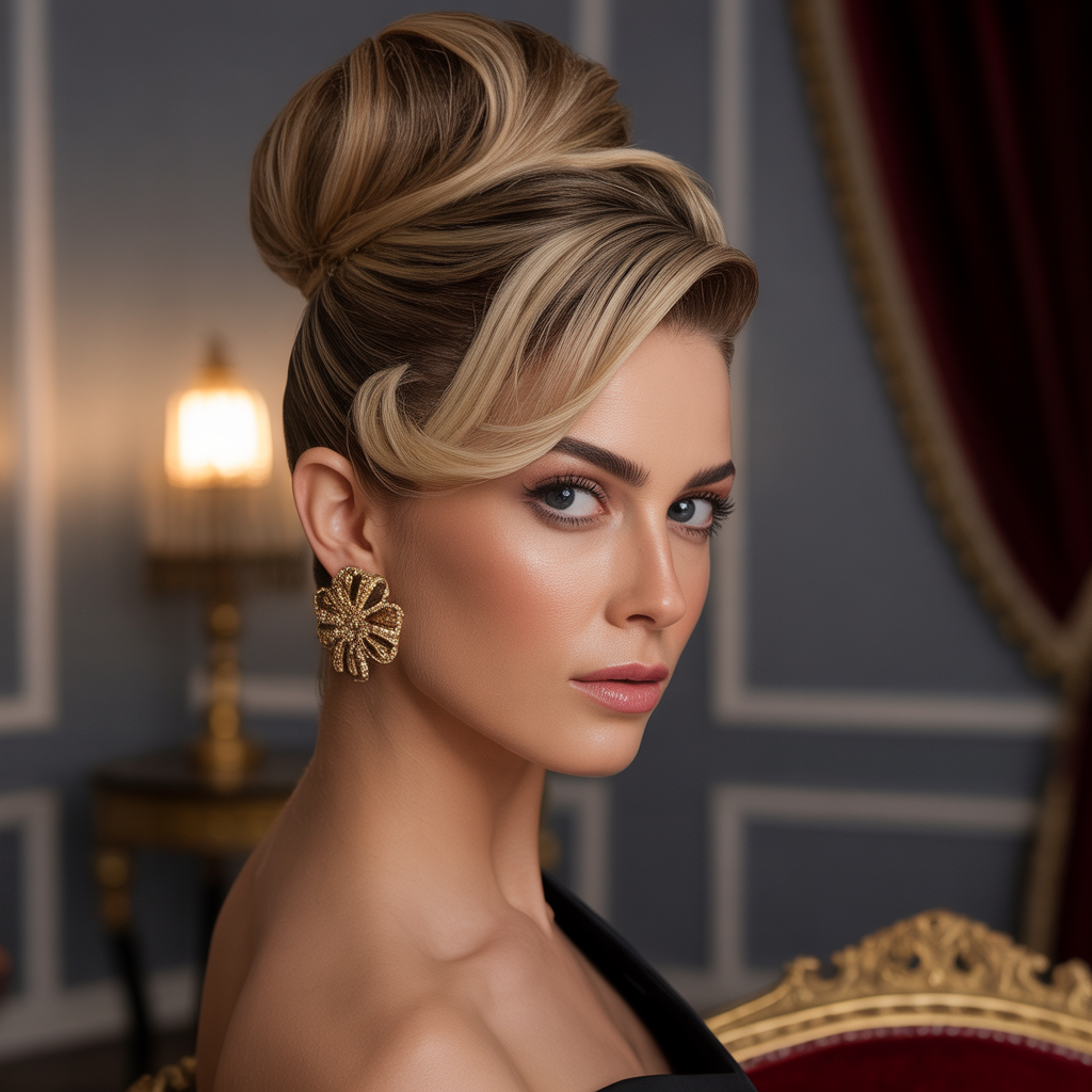 Mob Wife Hairstyles: 20 Bold Ideas to Channel Fierce Glamour 12 High Bun with Face-Framing Strands