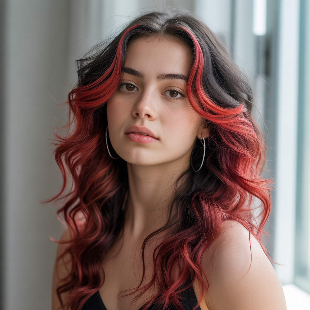 18 Ideas About Bold Cherry Bomb Hairstyles to Rock with Confidence 15 Long Cherry Waves with Black Roots