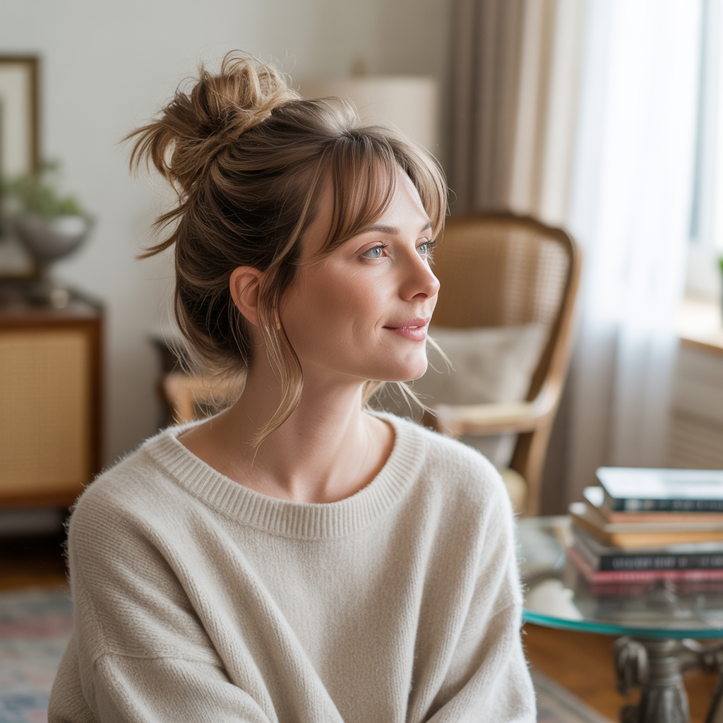 18 Best Hairstyle Ideas That Never Go Out of Style 8 Messy Bun with Loose Strands