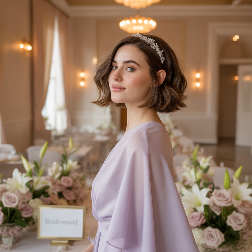 20 Trendy Hairstyles for Bridesmaids That Fit Every Wedding Theme 16 Short Hair with Accessories