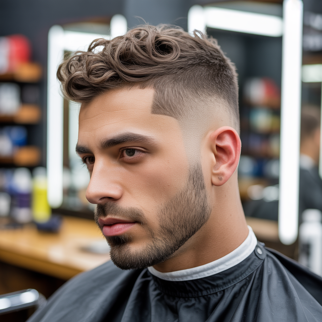 Short Taper Fade with Curly Top