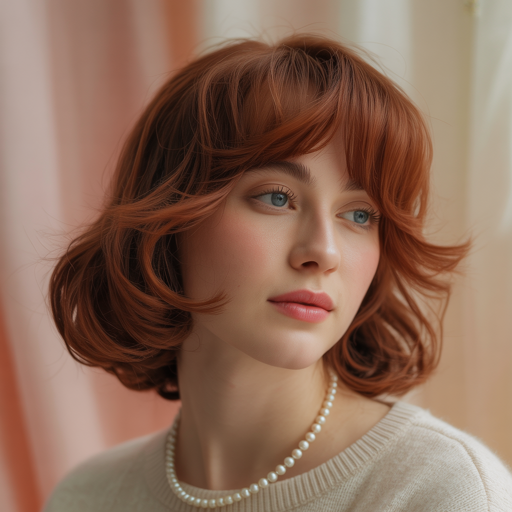 18 Ideas About Bold Cherry Bomb Hairstyles to Rock with Confidence 18 Soft Cherry Layers with Curtain Bangs