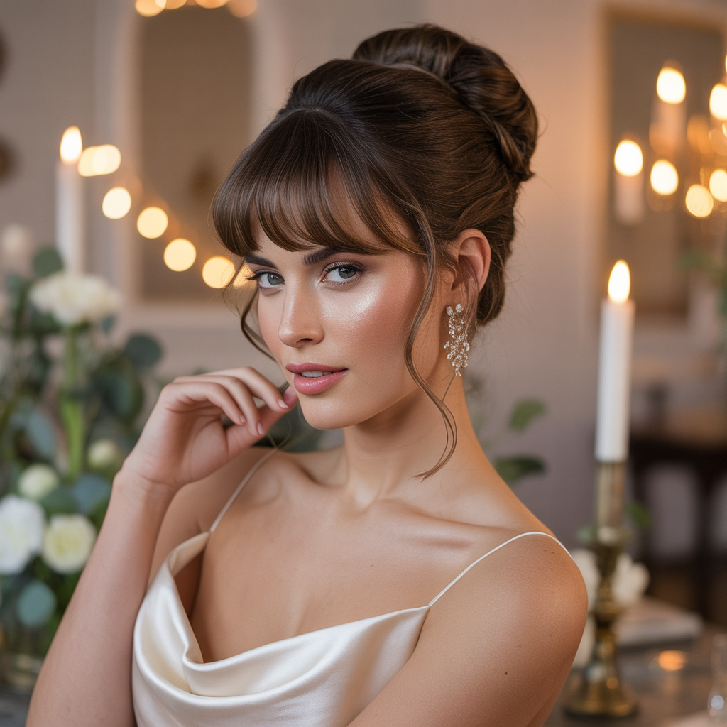 Updo with Wispy Bangs
