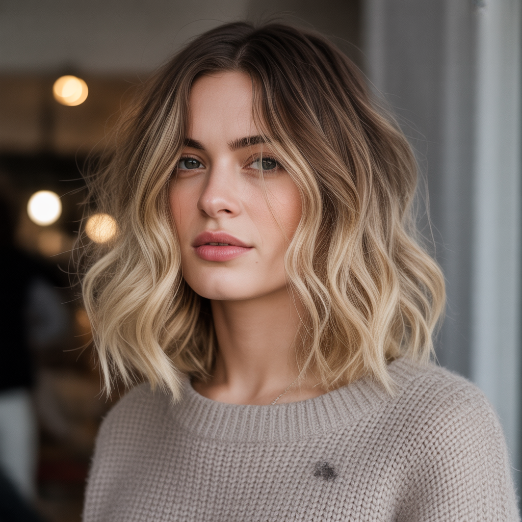 15 Trendy Grunge Hairstyles for Women with Rock-Chic Flair 12 Wavy Lob with Ombre Ends