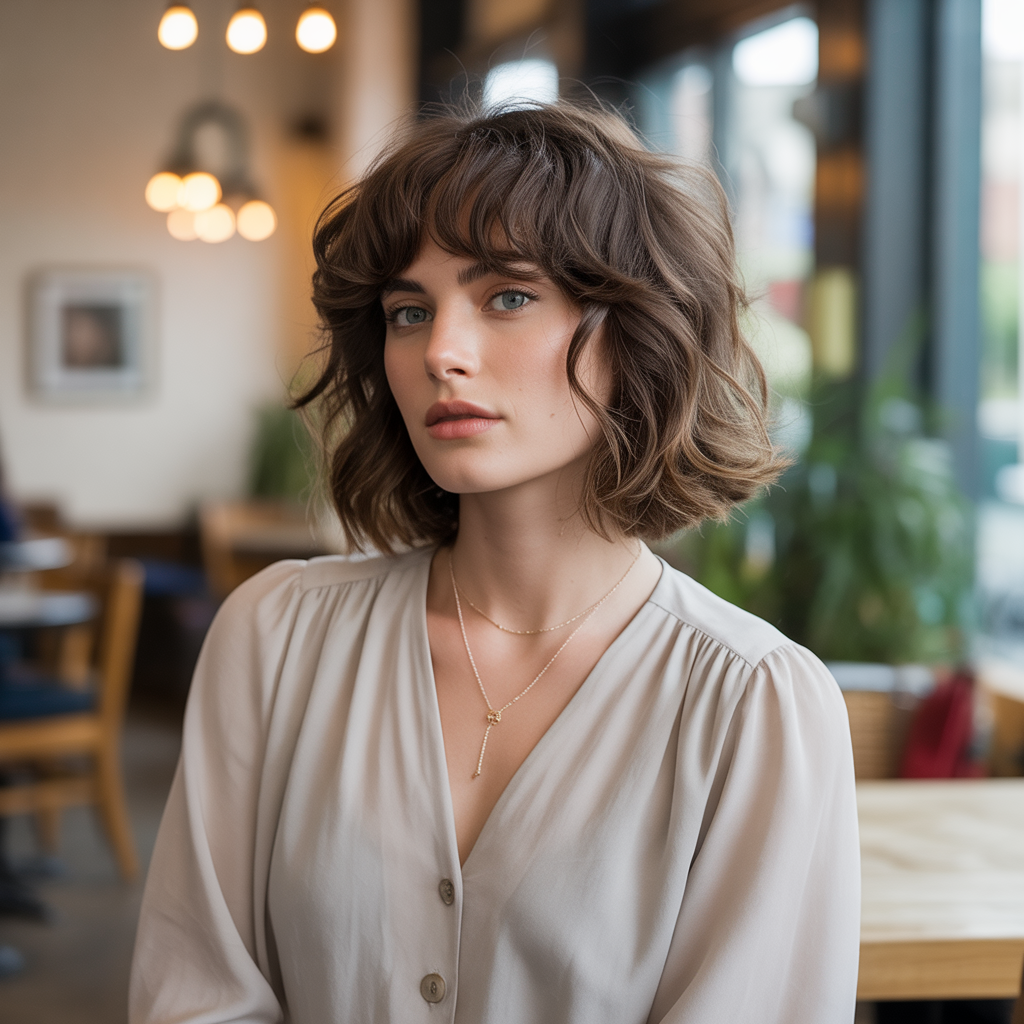 Wavy Lob with Wispy Bangs