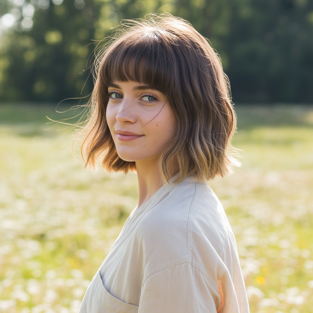 Haircuts for Thin Hair: 20 Styles to Add Volume and Confidence 15 Wispy Bangs with Shoulder Cut