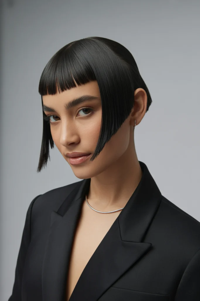 15 Wolf Cut with Curtain Bangs Ideas That Are Seriously Trending 11 Sleek Wolf Cut with Curtain Bangs for Straight Hair