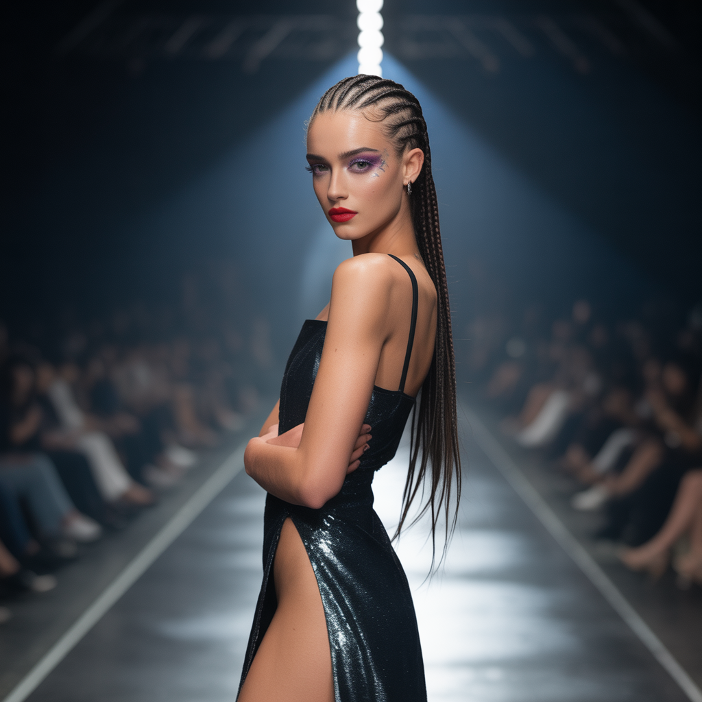 20 Trendy & Elegant Beautiful Hairstyles with Baby Braids 7 a photograph of a fashion model