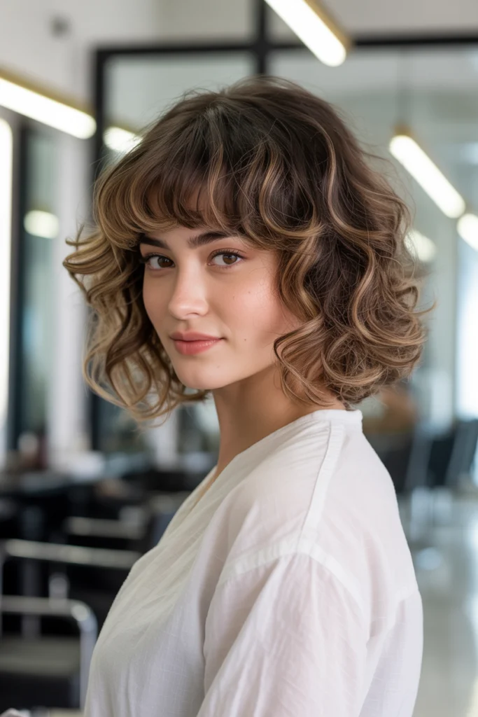 15 Wolf Cut with Curtain Bangs Ideas That Are Seriously Trending 12 Wolf Cut with Curtain Bangs and Highlights