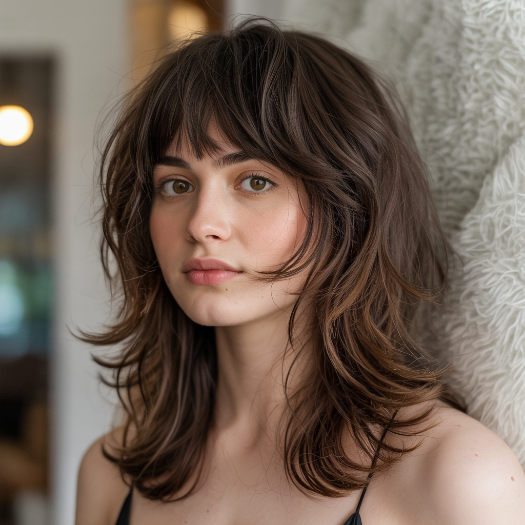Medium Shag Haircuts: 13 Inspiring Styles for Texture & Movement 11 a portrait photograph of a young woman w oNCaGkhjRNuO6s4ME4Su9g C5FuTzMdRJS8ueHzrv6iJw