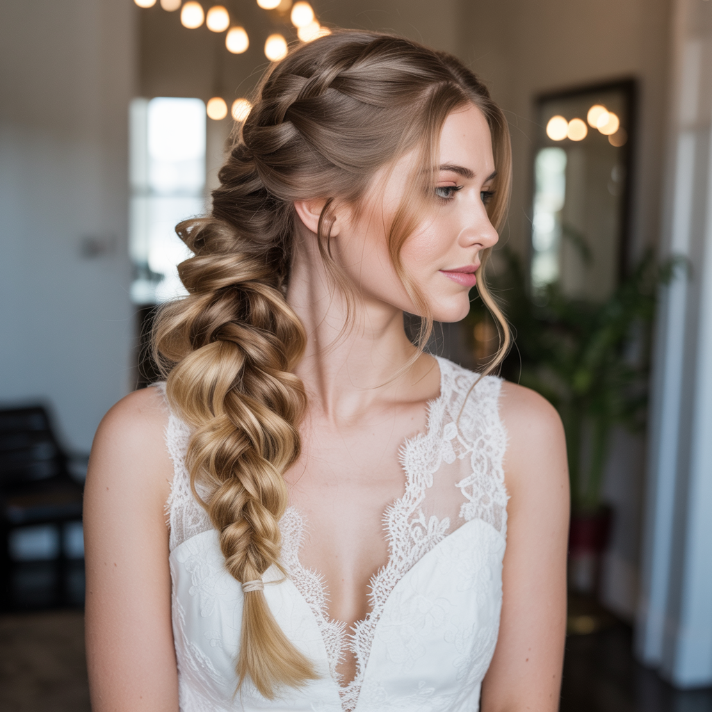 20 Stunning Wedding Braid Hairstyles for Every Bride 16 Pull-Through Braid for Volume