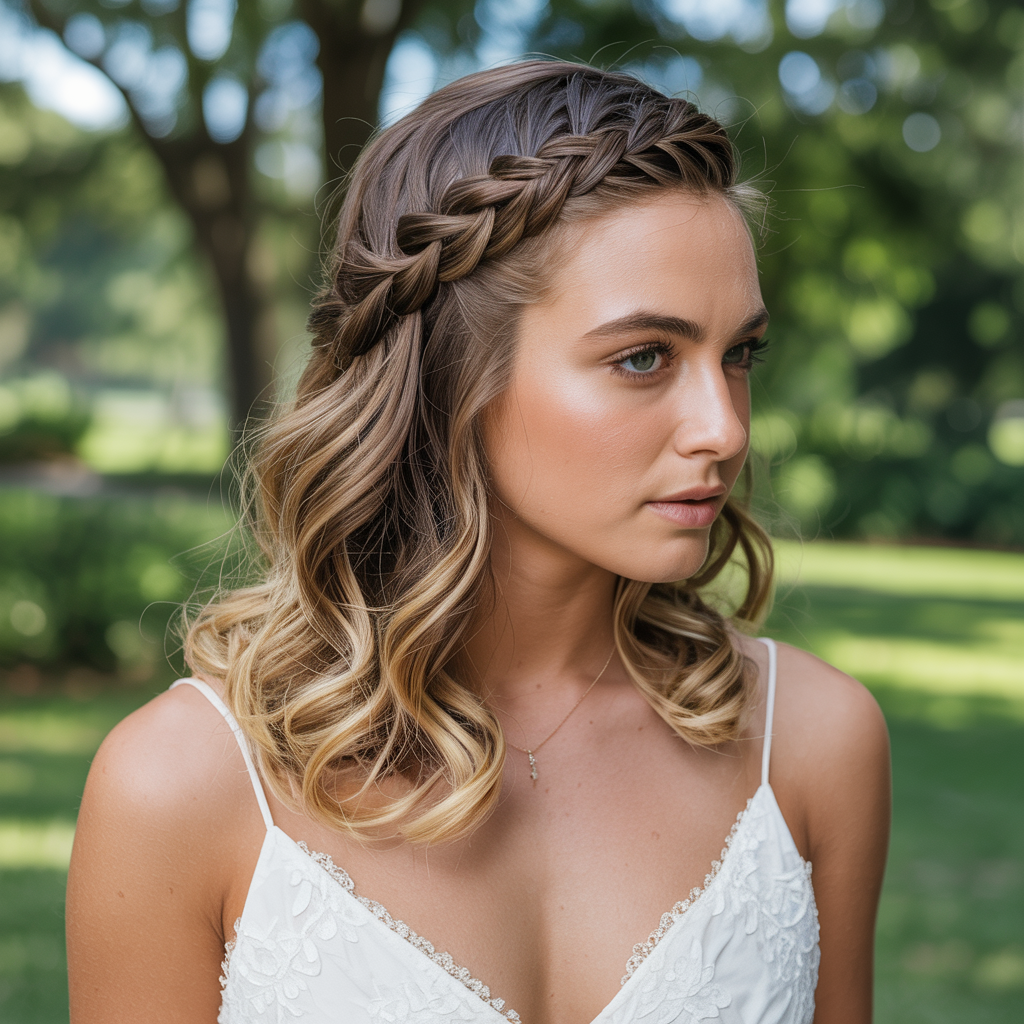 20 Stunning Wedding Braid Hairstyles for Every Bride 15 Accent Braid with Loose Curls