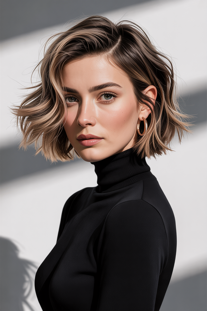 Short Shaggy Hair Ideas for Volume and Texture You’ll Love 12 a striking portrait photograph of a
