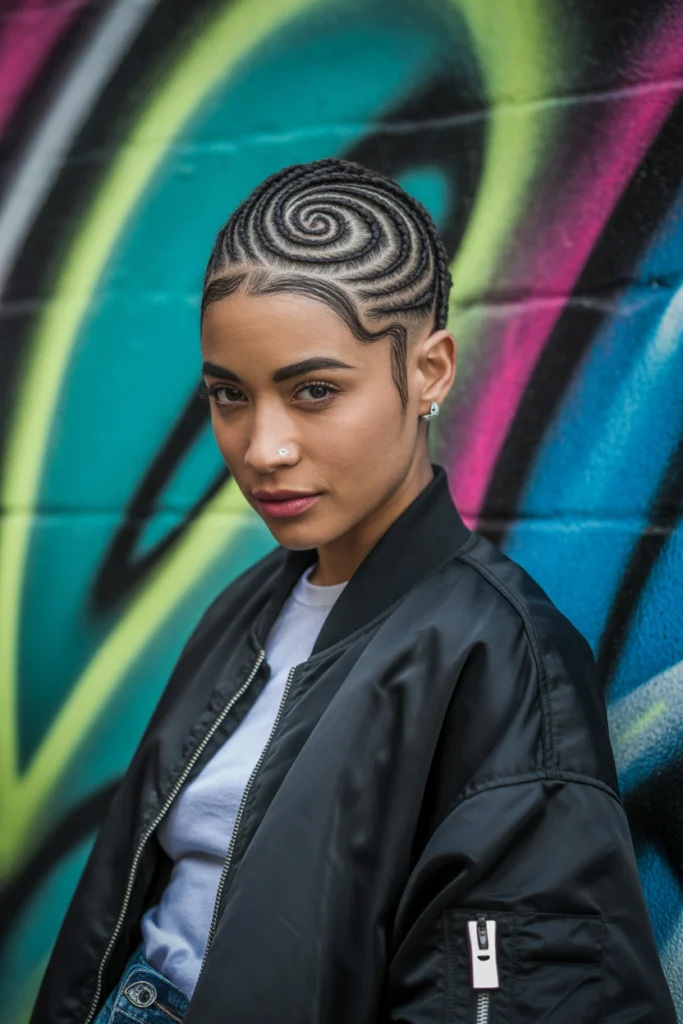 Trending 15 Swirl Cornrows Ideas for Stylish Women 14 a striking studio portrait photograph sh ar0cWTMWSFSBS6Cvi9cQXQ ykJ8sknOTxmrvmTmkClDpw