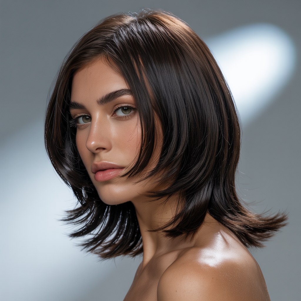 Medium Shag Haircuts: 13 Inspiring Styles for Texture & Movement 9 a studio beauty shot showcasing a woman