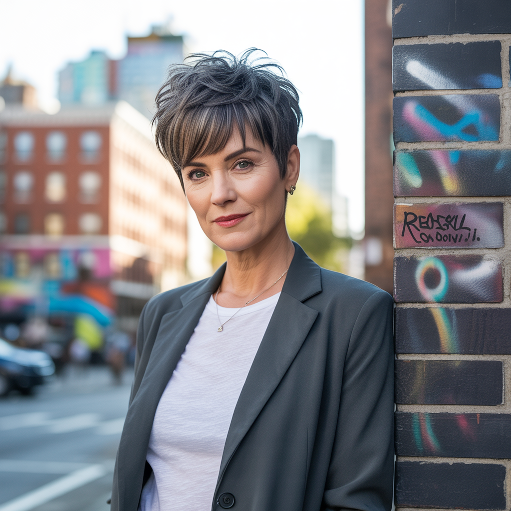 The Best Short Hairstyles Women Over 50 to Look Stylish and Confident 6 Choppy Pixie with Bangs
