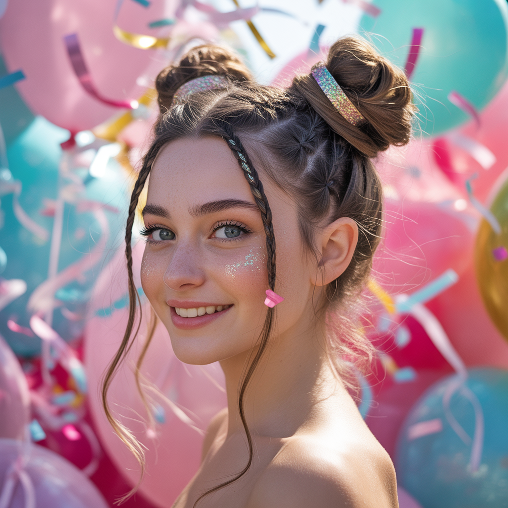 20 Trendy & Elegant Beautiful Hairstyles with Baby Braids 11 a whimsical digital illustration of a