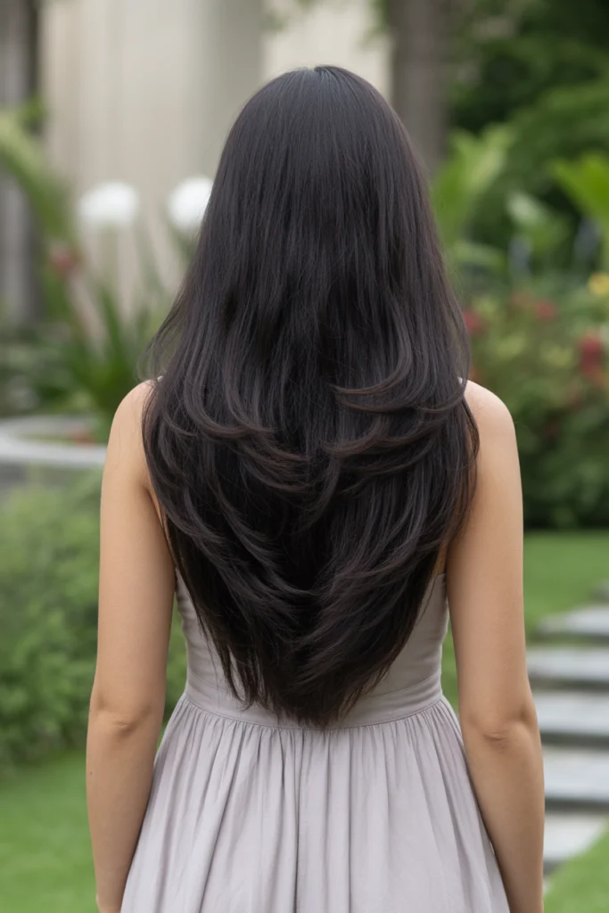 15 Layered Haircut Ideas to Transform Your Look 9 a woman with long black hair styled in v ll5vt3xfRdyPkdSFyYM 4w wugSjTyBTsuJUQG lAmOLg 1