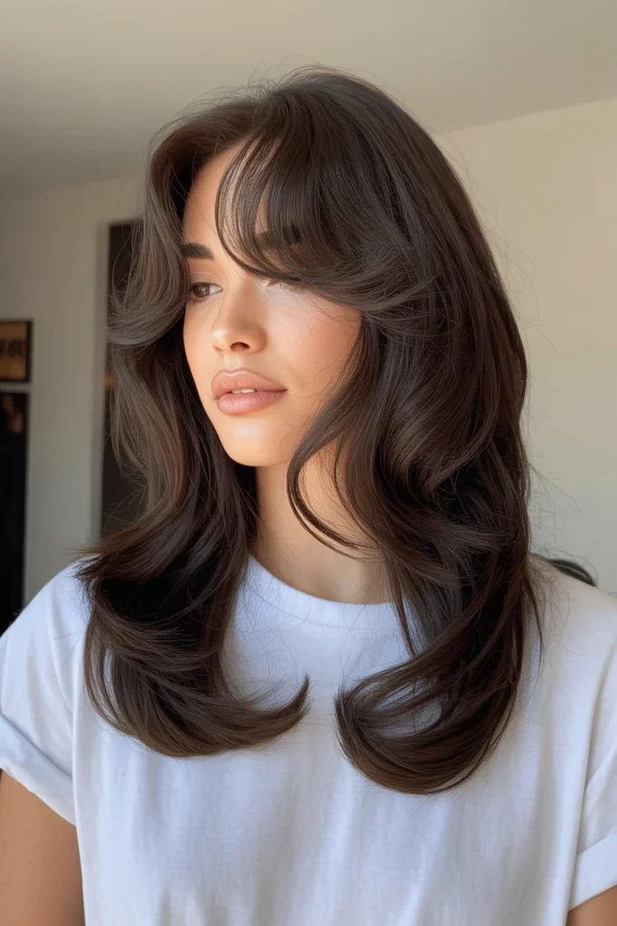 a woman with long dark brown hair styled 4owHJ kFQdOn7Y7hVRe6mg 39iAGQfjQBGhI2uwV Olcg