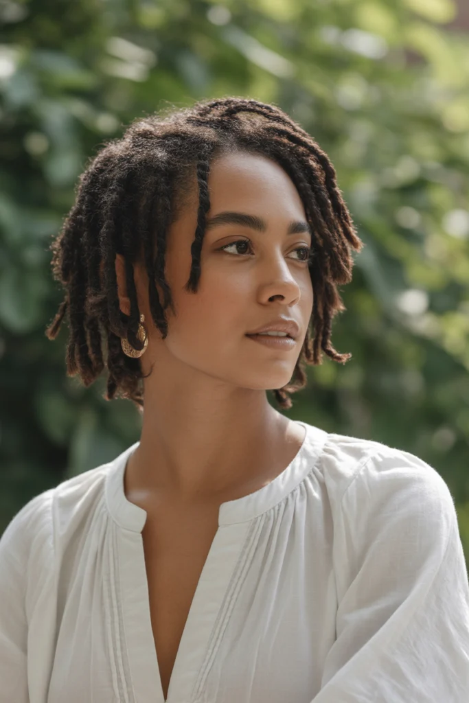 Best 10 Loc Styles Short Hair Ideas You’ll Love 1 a woman with short natural freeform locs 5CVMJQKGSYG7VehJ lEQfg dnhU7 QqQcqjm Qgrp63RA