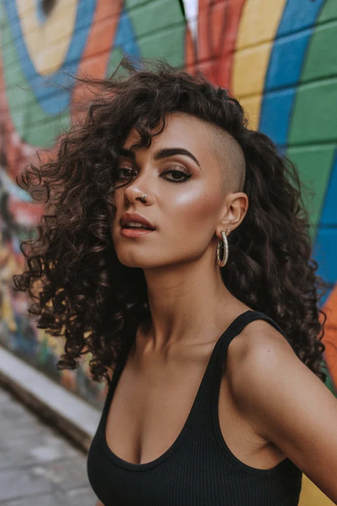 Stunning 15 Side Shaved Hairstyles Ideas You’ll Love 4 a woman with voluminous natural curls on F0EIbnEXT0urbgkb5YbeVg mKlT8 jCT32h7 I Rjbjw