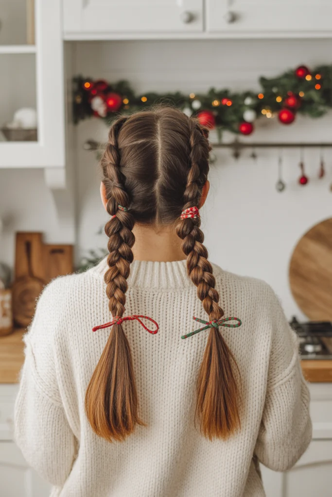 Gorgeous 25 Christmas Hairstyles Ideas for Every Holiday Event 14 dutch braid pigtails tied with festive r HxhyLXUGSq rsGtWo nIfg OvqEJ7exQgyNFQewqSK0RQ