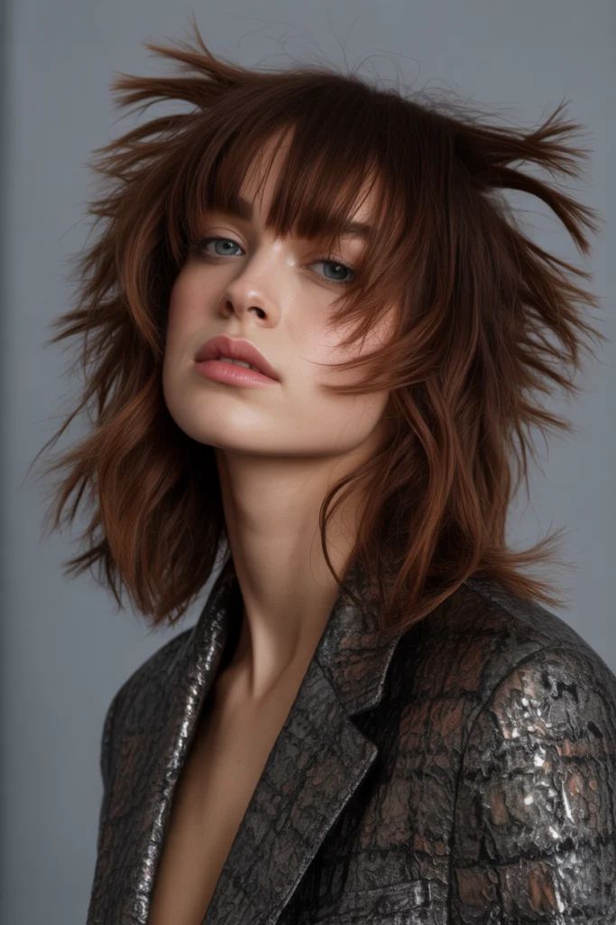 Must-See 9 Shaggy Wolf Cut with Bangs Ideas This Year 5 Shaggy Wolf Cut with Blunt Bangs