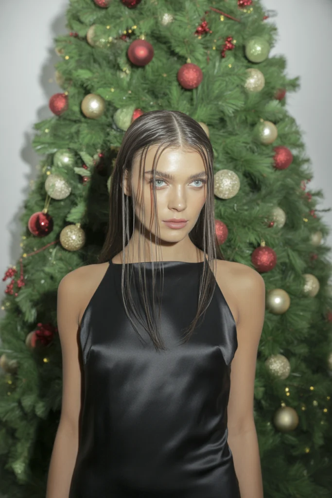 Gorgeous 25 Christmas Hairstyles Ideas for Every Holiday Event 9 model with sleek straight hair parted in jlMCDzuwSx bRq6XD3pXyg xuKciCiCQZa Qlm fQmncQ