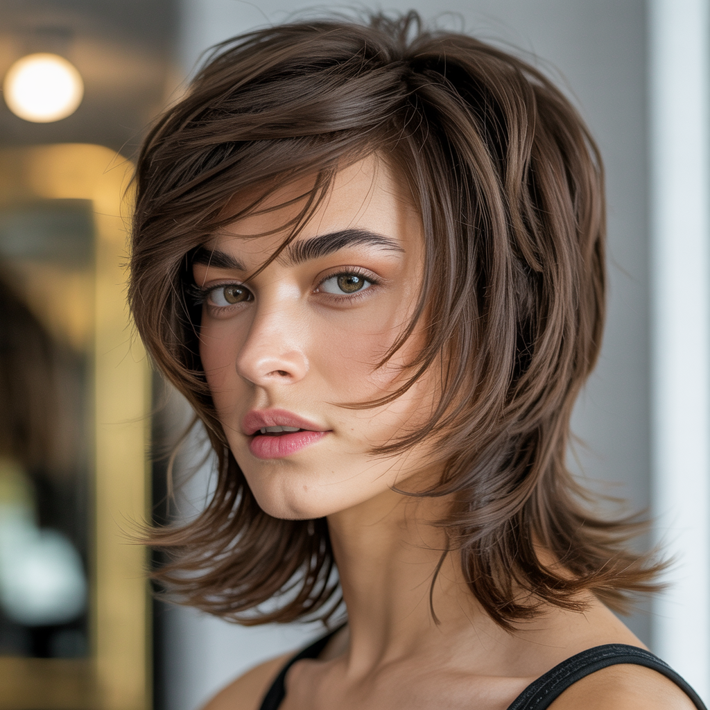 13 Gorgeous Wolf Cut for Women Styles to Try For Trendy Look 1 realistic portrait of a woman with a