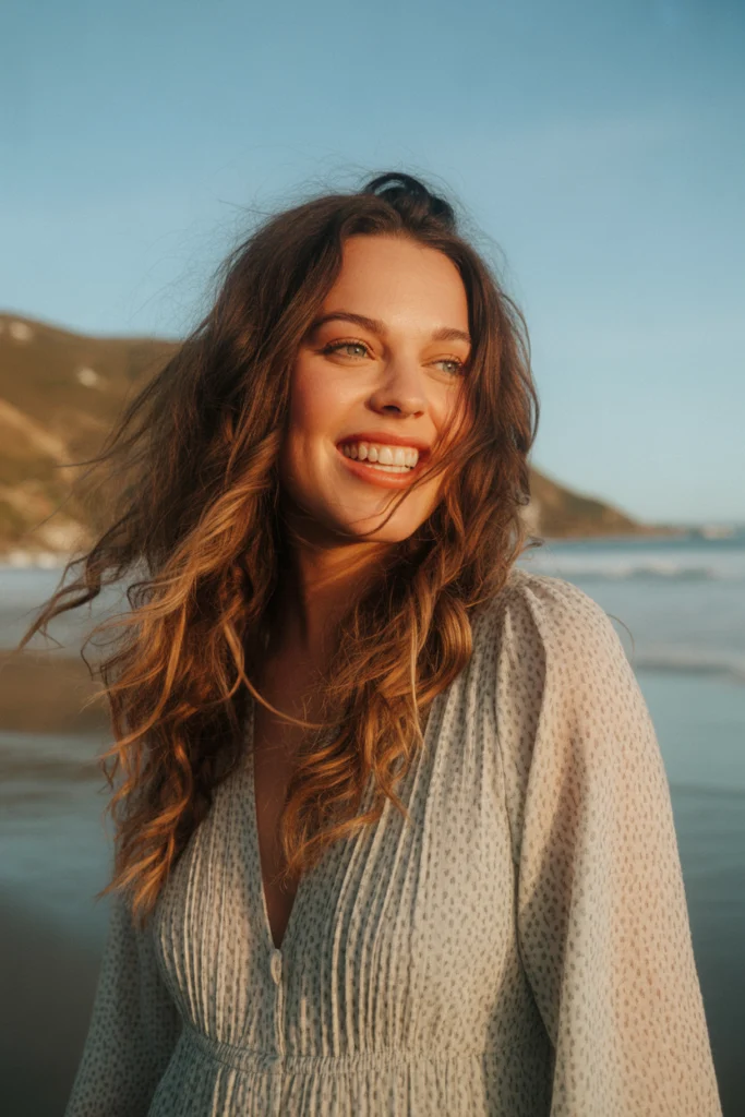 California Brunette Ideas to Elevate Your Hair Game 4 smiling woman with brunette beach waves yukVPLtqS OVOl6Apgz4tQ xuhoRP UR4WPesSIpqBEdg