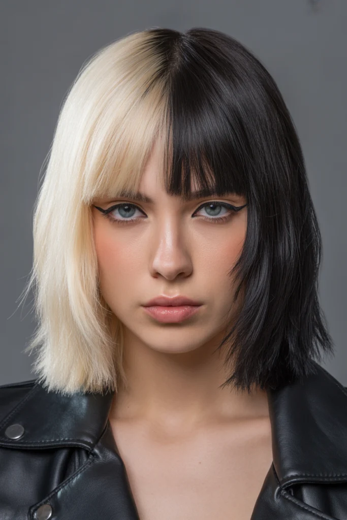 10 Stylish Hairstyles with Dyed Locs Ideas for Every Style 8 striking hairstyle split evenly down the Ko6QBwF6Qc24 ckh1FGSHw eO5VqoKIRaG4a oDuD1mRQ 1 1