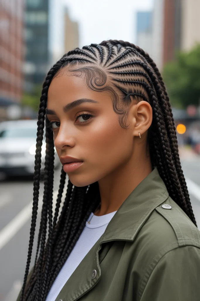 Trending 15 Swirl Cornrows Ideas for Stylish Women 7 trendy hairstyle portrait of a black wom y5 LJZLCSAO00bKRxsolzg B7sOojNRXWWC1JPAgK3CQ